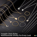 HUISUYTON Necklace Chain for Jewelry Making,45.93 FT 14 Rolls Stainless Steel Jewelry Chains Bulk with Jump Rings, Lobster Clasps, Connectors for DIY Necklace Earring Bracelet(Gold & Silver) - color: Gold and Silver-45.93Ft