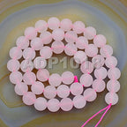 AD Beads Natural Gemstones 8mm Round Loose Beads 15'' ~ 16'' Pick Stone (Matte Rose Quartz) - color: Matte Rose Quartz