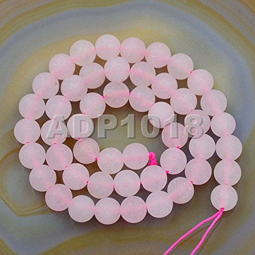 AD Beads Natural Gemstones 8mm Round Loose Beads 15'' ~ 16'' Pick Stone (Matte Rose Quartz) - color: Matte Rose Quartz