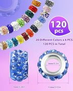 120PCS FIVEIZERO Rhinestone Large Hole Beads for Jewelry Making, 20 Colors Rhinestone European Bead Bulk Spacer Beads for Beadable Pens, DIY Crafts