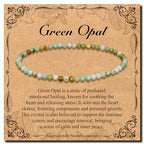 BONNY BOXX Natural Genuine Gemstone Faceted Round Beads Bracelets, 3mm Adjustable Stretchy Tiny Faceted Black Tourmaline Bracelet, Healing Crystal Reiki Chakra Dainty Jewelry Fashion Gifts - color: Green Opal