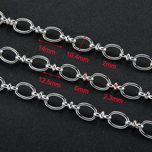 UMAOKANG 2 Meters Stainless Steel Jewelry Chains Bulk Rolo Chains Bulk for Men and Women Jewelry DIY Jewelry Making Chain - color: Rolo (Steel)