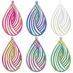 Dazzling Colorful Filigree Charms Hollow Out Multicolor Geometric Filigree Pendants for DIY Jewelry Making Earrings Necklaces Components - color: Waterdrop-1