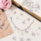 Charms for Jewelry Making Bulk Antique Silver Tibetan Alloy Pendants Love Word for Earring Bracelet Necklace - style: Star