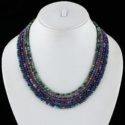 TGH Natural Gemstone Beaded Necklace for Women - Handmade 3-3.5mm Faceted Round Beads - Healing Crystal Birthstone Jewelry - 16+2 Inch Adjustable