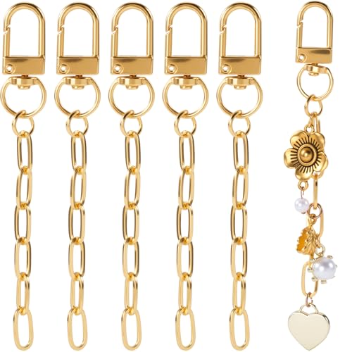 PAGOW 6pcs Keychain Making Kit, Alloy Key Chain Clips with Swivel Snap Hook Key Ring, Gold Purse Chain Bag Charm Extender Chains for DIY Crafts Handbag Jewelry Making - color: gold,6pcs