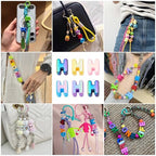 Beadthoven 20pcs Big Letter H Beads Large Hole Bubble Alphabet Acrylic Beads Charm Iridescent Plastic H Shape Loose Chunky Spacers for Jewelry Making Bracelet Necklace Keychains Shoelaces Crafts - color: H