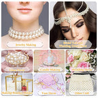 Pearl Beads for Craft, Anezus 200pcs Ivory Faux Fake Pearls, 12 MM Sew on Pearl Beads with Holes for Jewelry Making, Bracelets, Necklaces, Hairs, Crafts, Decoration and Vase Filler - size: 12 MM