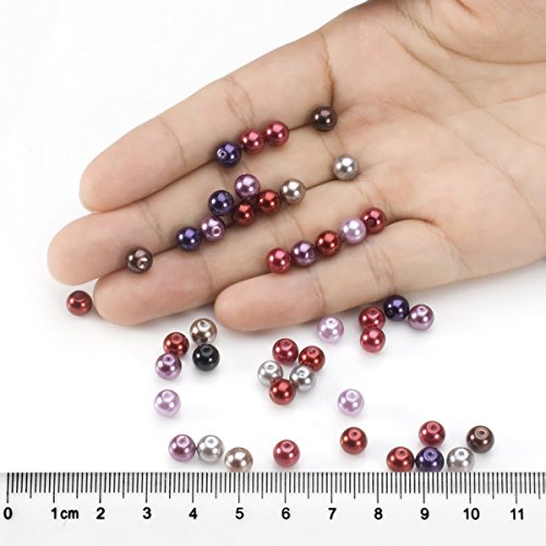 BEADNOVA Satin Pearls Beads for Crafts Tiny Loose Imitation Glass Pearls for Jewelry Making (6mm, 500pcs, Multi Color) - color: 6mm 500pcs Mix Lot M03
