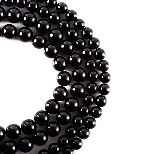 RayLineDo® 45Pcs 8mm Natural Black Onyx Stone Round Beads Loose Beads Wholesale for Jewelry Making - color: Black Onyx, size: 8mm