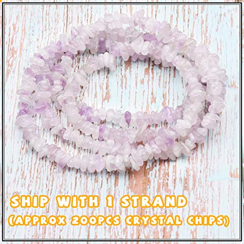 500 pcs Natural Chip Stone Beads, Amethyst Jade 5-8 mm Irregular Gemstones Healing Crystal Loose Rocks Bead Hole Drilled for Jewelry Making Bracelet - color: Amethyst Jade
