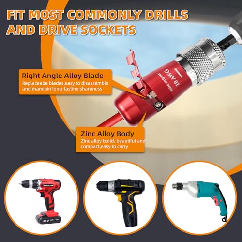 ANGELSWORD Wire Stripper & Wire Twister Tool for Drill, Wire Stripping Tool & Wire Twisting Connector Set 10/12/14 AWG, 3 PCS Professional Electrician Tools Set - size: 3 PC | 10-14 AWG