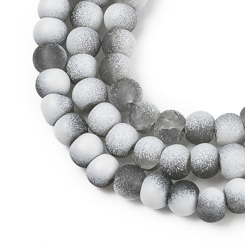KISSITTY 50pcs Matte Beads Gradient Color Glass Frosted Crystal 6mm Rondelle Gray Bead Center Drilled Loose Craft Beads for Jewelry Making Earring Bracelet Necklace DIY Crafts - color: Gray