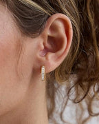 Me&Hz Gold Huggie Earrings Small Huggie Hoop Earrings for Women 14K Gold Plated Hypoallergenic Cubic Zirconia Huggies Mini Silver Hoop Earring for Women - color: Square - CZ, Gold