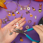MARFOREVER 40 Pcs/20 Pairs Halloween Charms, Enamel Halloween Charms Bulk Pumpkin Bat Skeleton Witch Spider Candy Charm Pendants for Jewelry Bracelet Necklace Making - style: Halloween