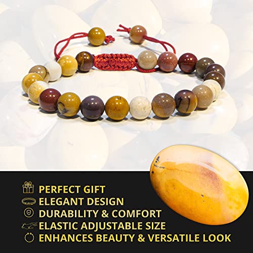 ANAYA AGATE Energy Protection Crystal Handmade Adjustable Bead Bracelet Perfect for Men, Women’s Christmas Gift - Gemstone Healing Stretch Bracelet Pulsera Para Hombre Mujer Stocking Stuffer - color: Mookaite Jasper