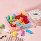 Spritewelry 42pcs Chunky Tube Beads for Bracelets Making Acrylic Curved Tube Bamboo Beads Noodle Spacer Beads Imitation Gemstone for Trendy DIY Bracelet Making Keychain Wristlet Tube Beads - color: Mixed Color-2