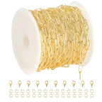 YOUBEIYEE 16.4 Feet Light Gold Embossed Paperclip Chain for Jewelry Making 18K Gold Plated Brass Chain Roll Women Necklace Bracelet DIY Jewelry Supplies - color: Embossed Paperclip
