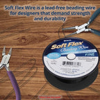 Soft Flex 21 Strand Beading Wire - Fine 0.14 Diameter - 30 Feet Design Wire - style: Black Nylon