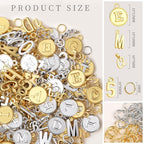 LEOBRO Letter Charms, 376 Pcs Gold & Silver Charms for Jewelry Making, Necklace, Bracelet, Jewelry Making Supplies, with Jump Rings - color: Gold & Silver