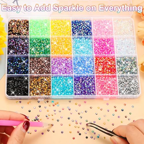 B7000 Glue with Rhinestones for Bedazzling Crafting, 31200Pcs Rainbow Crystals 3MM Flat Back Gems with Jewelry Glue Adhesive for DIY Graduation Cap Decorations Phone Case Wedding Shoes - size: 3mm