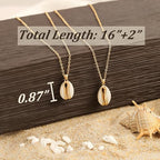 Natural Seashell Shell Scallop Pendant Choker Necklace Adjustable 18K Gold Plated Cable Chain Handmade Jewelry for Women Girls - style: Gold Seashell