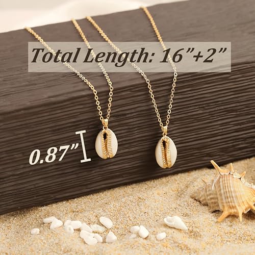 Natural Seashell Shell Scallop Pendant Choker Necklace Adjustable 18K Gold Plated Cable Chain Handmade Jewelry for Women Girls - style: Gold Seashell