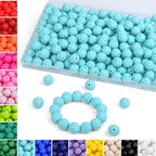 MAIBAOTA 120 Pcs Caribbean Blue Silicone Beads 15 mm Caribbean Blue Beads for Keychain/Pens/Bracelet/Necklace Making Round Silicone Beads Bulk for Craft Making（with Boxed Kits） - color: Caribbean Blue
