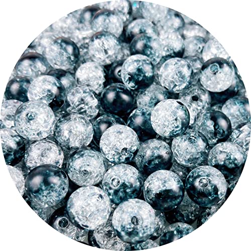 100pcs Crackle Acrylic Beads 12mm Crystal Round Crafts Bulk Spacer Beads for Jewelry Making Necklace Bracelet Earrings DIY Jewelry Decoration(Black) - color: Black, size: 12mm