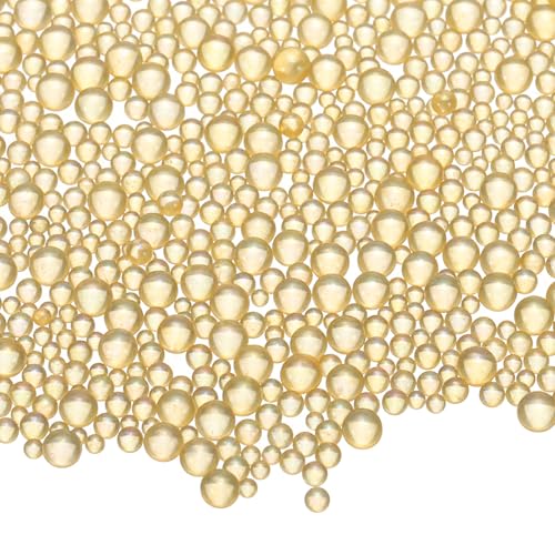 Iridescent Glass Tiny Bubble Beads, 0.4-3mm 20g No Hole Micro Mini Round Gold Water Droplets Beads - Applications: for Resin Filler, Nail Art, Dollhouse Bath Tub, 2-Pieces - color: Gold, size: φ0.4-3mm