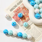 16mm Acrylic Beads 100pcs Chunk Bubblegum Bead Beads for Pens for Necklace Jewelry Bracelets DIY Crafts Making (bluewhite) - color: bluewhite