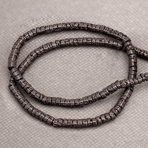 BONNY BOXX 150PCs Natural Lava Stone Spacer Beads, Loose Semi Precious Flat Round Gemstone Heishi Disc Stone Beads for Beading Jewelry Making 4mm*2mm - color: Lava Stone, size: 4MM*2MM