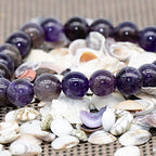 8mm Natural Gemstone Stretch Bracelet, Handmade Unisex Crystal Bracelets for Meditation, Yoga, Spiritual Healing & Positive Energy - color: Dark Amethyst