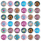 100Pcs/Set Flat Round Transparent Glass Cabochons with Pattern Eye Flatback Glass Dome Flatback Cab Beads for Photo Cameo Jewelry Making Necklace Ring DIY Crafts 12x4mm Random Flower - color: 100Pcs-12x4mm-Random Flower