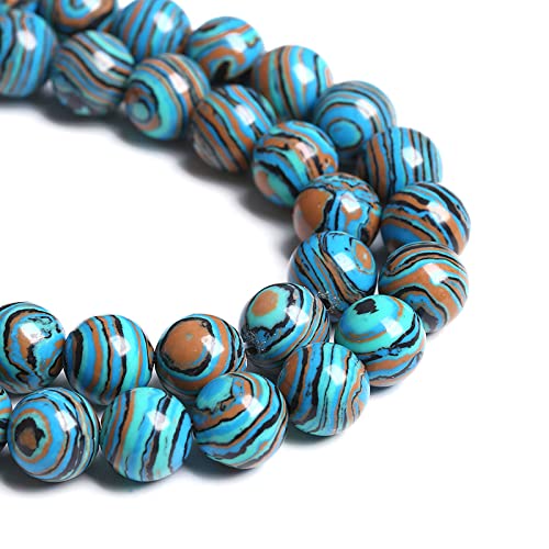 10MM 36PCS Blue Malachite Spacer Loose Beads for Jewelry Making DIY Bracelet Necklace 1 Strand 15’’ - color: Blue Malachite, size: 10mm