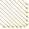 Gold Stainless Steel Necklace Chain Bulk 12 Pcs Curb Cuban Necklace Jewelry Chain for Women Men - color: Gold Curb, size: 16 Inches