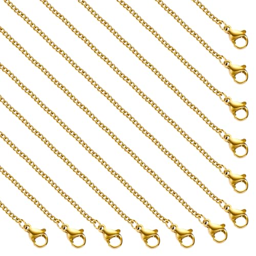 SMYHTGLIF 20 Inches Stainless Steel Chain Bulk for Jewelry Making 12 Pcs Gold Curb Cuban Necklace Jewelry Making Supplies - color: Gold Curb, size: 20 inches
