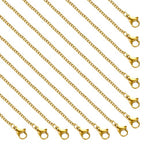 12 Pcs Gold Curb Cuban Chain Bulk for Jewelry Making 18 Inches Stainless Steel Women Men Necklace Adjustable Chain - color: Gold Curb, size: 18 Inches