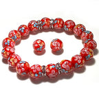 Artsy Crafts 20 Pcs 12mm Lampwork Flower Glass Beads, European Murano Glass Beads, Handmade Loose Crystal Beads for Jewelry Making Charm Bracelet Necklace Earrings Rosary (Red) - color: Red