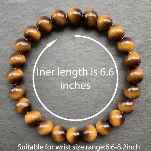 Handmade 8mm Beaded Bracelets For Men Protection Bracelet For Women Chakra Feng Shui Stretchy Handmade Lucky Money Stretchy Crystal Bracelets Best Gifts - color: Simulated Tigers eye