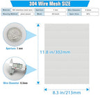 Valchoose Soft 304 Stainless Steel Mesh, 8 Pack Bendable Woven 8.3"X11.8"(213X302mm), 20 Mesh Non-Rusting, Wire Mesh Easy to Work, Non-Corrosive for DIY, Vent, Cage, Garden, Window (Plain Weave) - size: 8.3"X11.8"(213X302mm)