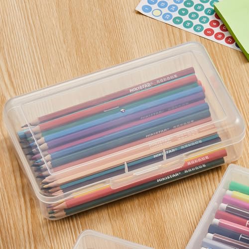 4 Pack Rectangular Clear Plastic Storage Containers Box with Hinged Lid for Beads and Other Small Craft Items (8 x 4.7 x 2.3 inch) - size: 8 x 4.7 x 2.3 inch