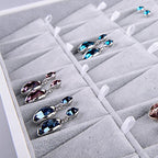 Oirlv Velvet Stackable Jewelry Tray 32 Grids Earrings Organizer Display Showcase Jewelry Storage trays - size: 32 Grids Earring Tray