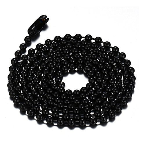 Titanium Stainless Steel Small Beads Ball Chain Necklace for Men Women 24-38 Inches Silver Black Gold - color: Black, 2.4mm wide