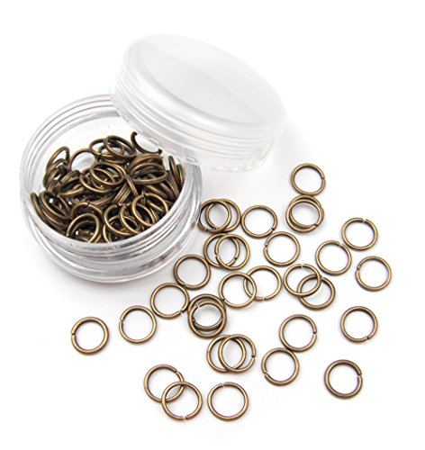 ALL in ONE 16 Gram/100pcs 8mm Antique Bronze Plated Open Jump Ring with Storage Box - color: Antique Bronze, size: 8mm