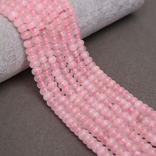 2 Strands (150PCs) Natural Pink Quartz Rondelle Beads, 5 * 8mm Gemstone Loose Spacer Abacus Disk Beads for DIY Bracelet Necklace Earrings Jewelry Making, Craft Supplies Beading Kit - color: Pink Quartz, size: 5*8MM