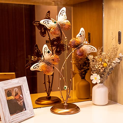 Gold Butterfly Jewelry Organizer Stand Display Earring Organizer Necklace Holder Stand Rack Jewelry Tower Metal Jewelry Stand Wedding Earring, Necklace Ring Jewelry Tree Home Decoration Gift for Woman - style: Butterfly