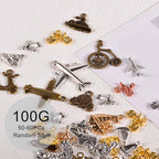 stino Metal Charms for Jewelry Making 100gram, Bulk Tibetan Silver & Gold Plated Trinkets for Earring Necklace Jewelry Making and Findings - color: Vehicle Silver & Gold