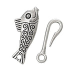 JGFinds Fish & Hook Bracelet Toggle Clasps - 10 Complete Sets of Silver DIY Jewelry Making Supplies, Bracelet Clasp, Sweater Barrel Toggle Closure or Connector