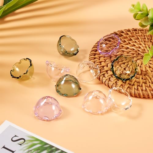 FASHEWELRY 10Pcs Glass Flower Beads Caps 5 Colors Clear Wind Bell Beads 21mm Glass Fishing Bead Jellyfish Bead for Wind Chimes Craft Jewelry Making - color: 5 Colors Bell Flower Beads